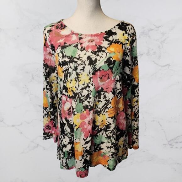 Lauren Ralph Lauren 100% Linen Floral Top Tunic Medium - Picture 1 of 4